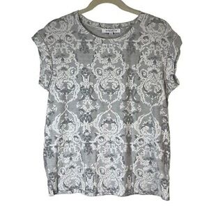 Rose & Olive grey floral feminine shirt